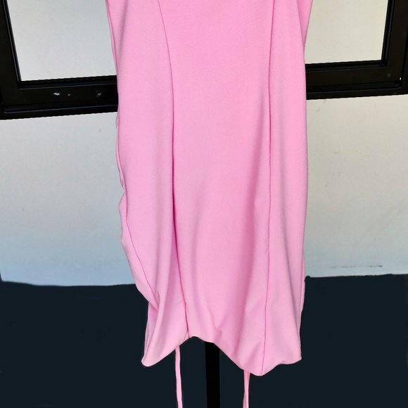 Bubble Gum Pink Ruched Bodycon Mini Dress Small - Picture 9 of 12